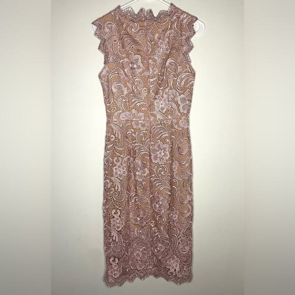 Dress The Population Cardea Guipure Lace Dress in Dusty Rose Pink Size S